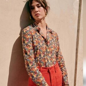 SEZANE Pierro Shirt Floral Cotton Blouse | size 40